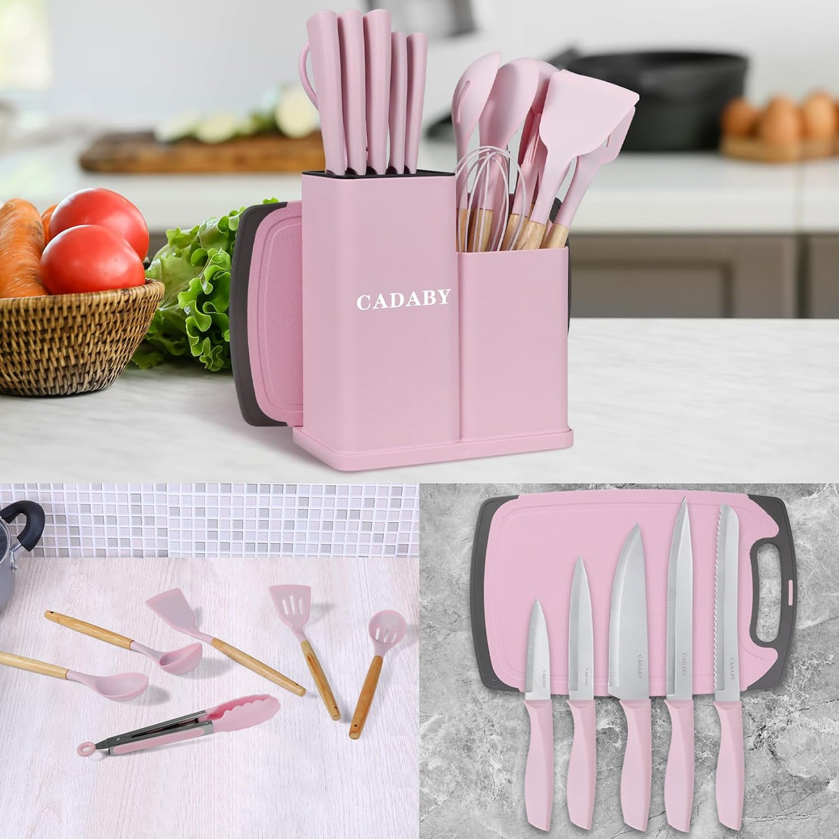 19 PCS Pink Kitchen Cooking Utensils Set Kitchen Tools Set