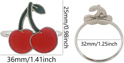 Cherry Napkin Rings Set of 12, Fashion Simple Cherries Shape Napkin Holders