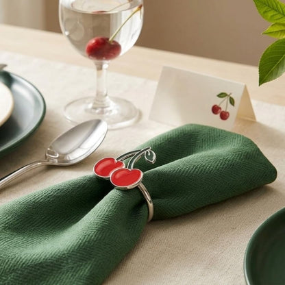 Cherry Napkin Rings Set of 12, Fashion Simple Cherries Shape Napkin Holders