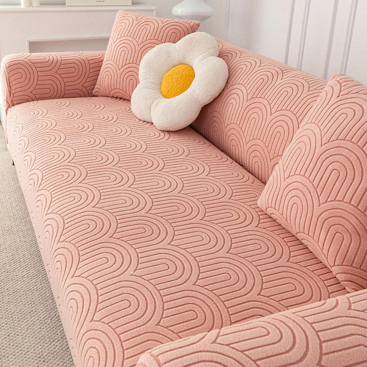 Washable Couch Covers Sectional L Shape,Couch Protector for Pets, Sofa Covers for Pets Non Slip, Sofa Slipcovers High Stretch (Pink 2 Seats)