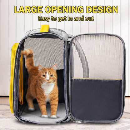 Cat Backpack Carrier for Dogs and Cats Kittens Rabbits, Foldable Mesh, Cat Carrier Backpack 15 Lbs, Pet Backpack Carrier for Walking, Camping and Cycling (Pink)