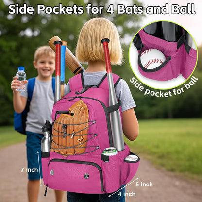 Baseball Bat Bag for 4 Bats with Ball Pocket & Shoe Compartment