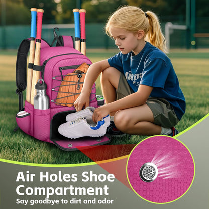 Baseball Bat Bag for 4 Bats with Ball Pocket & Shoe Compartment