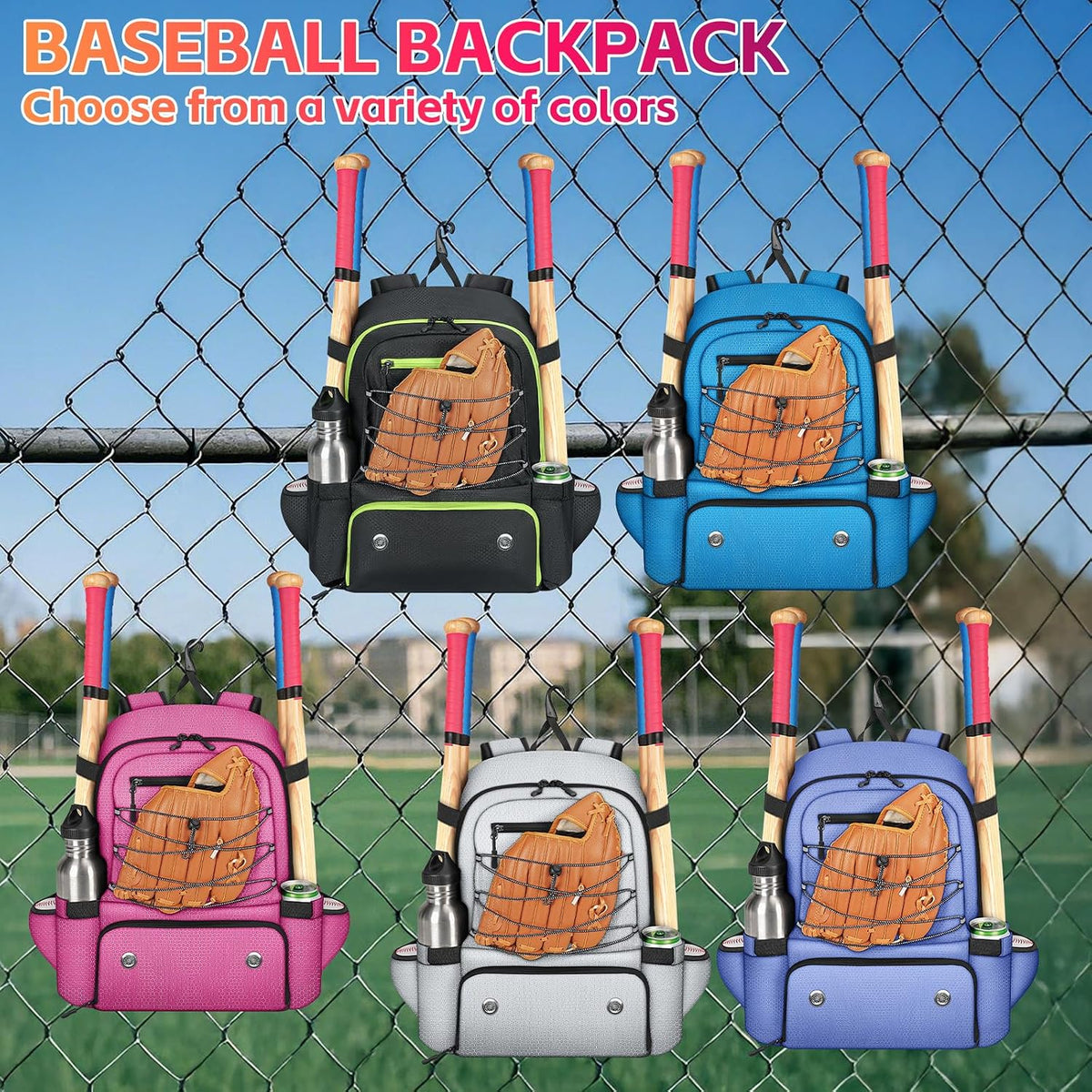 Baseball Bat Bag for 4 Bats with Ball Pocket & Shoe Compartment