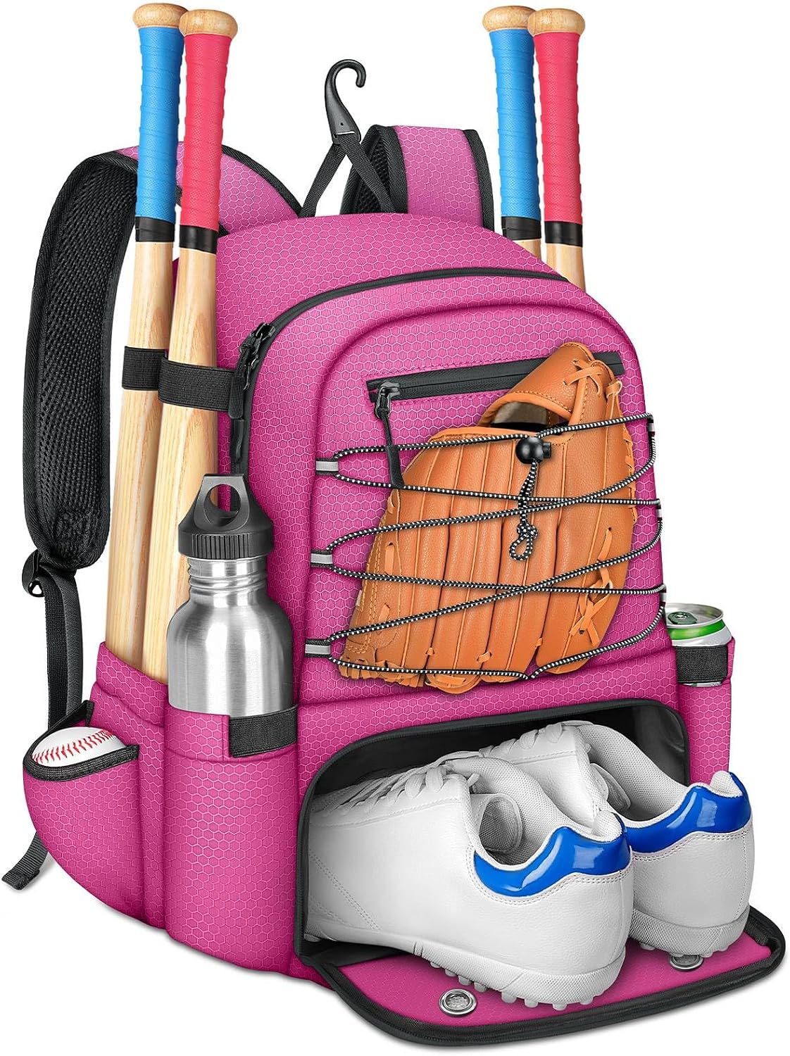 Baseball Bat Bag for 4 Bats with Ball Pocket & Shoe Compartment