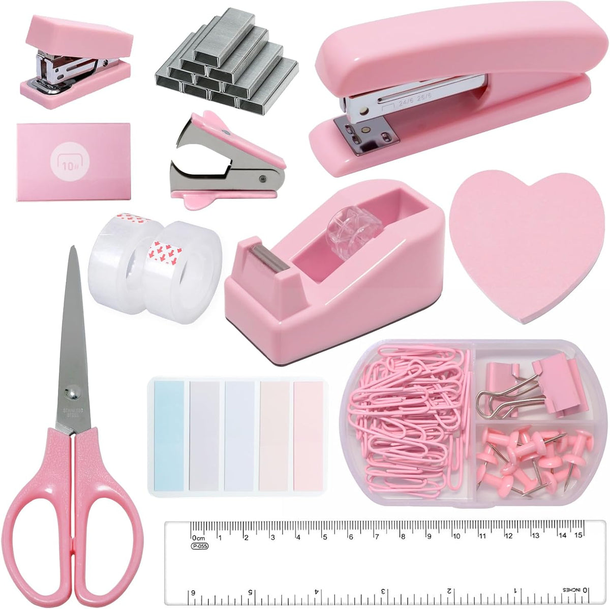 Pink Office Supplies Set, 11-Piece Stationery Kit for School, Home & Office