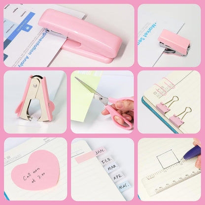 Pink Office Supplies Set, 11-Piece Stationery Kit for School, Home & Office