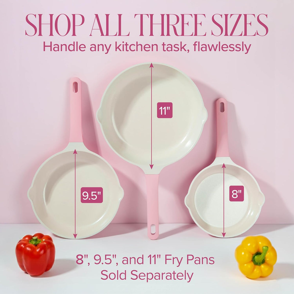 Paris Hilton Ceramic Cast Aluminum Nonstick Fry Pan, Fast & Even Heating with Easy Pour Spouts & Comfort-Grip Handle, 8-Inch, Pink