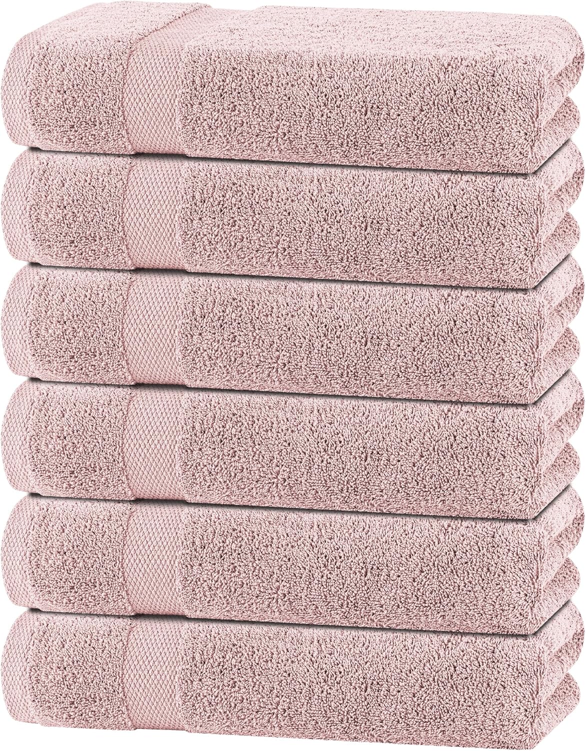 Wealuxe Pink Bath Towels 24x50 Inch, Cotton Towel Set for Bathroom, Hotel, Gym, Spa, Soft Extra Absorbent Quick Dry 6 Pack