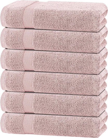 Wealuxe Pink Bath Towels 24x50 Inch, Cotton Towel Set for Bathroom, Hotel, Gym, Spa, Soft Extra Absorbent Quick Dry 6 Pack