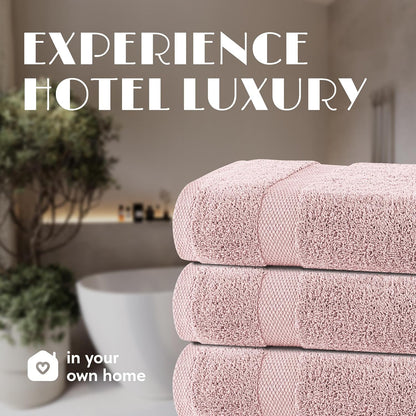 Wealuxe Pink Bath Towels 24x50 Inch, Cotton Towel Set for Bathroom, Hotel, Gym, Spa, Soft Extra Absorbent Quick Dry 6 Pack