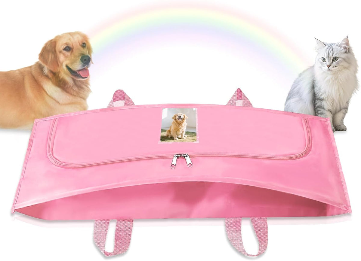 Pet Casket Body Bag,Dog or cat Burial Box with Dignity,pet caskets or Burial Boxes Alternative,eco-Conscious Body Bag with Handle & Custom Memorial Surface (Pink)