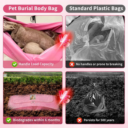 Pet Casket Body Bag,Dog or cat Burial Box with Dignity,pet caskets or Burial Boxes Alternative,eco-Conscious Body Bag with Handle & Custom Memorial Surface (Pink)