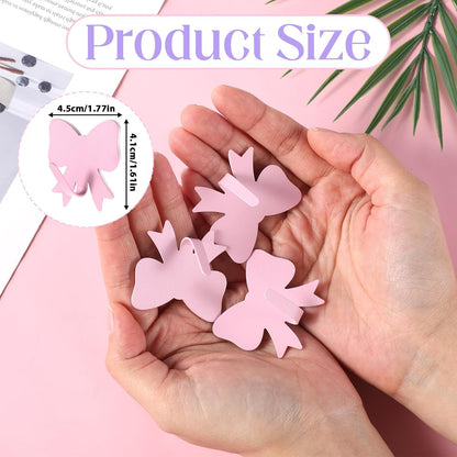 6 Pcs Pink Bow Wall Hooks Metal Strong Adhesive Door Hanger Hook