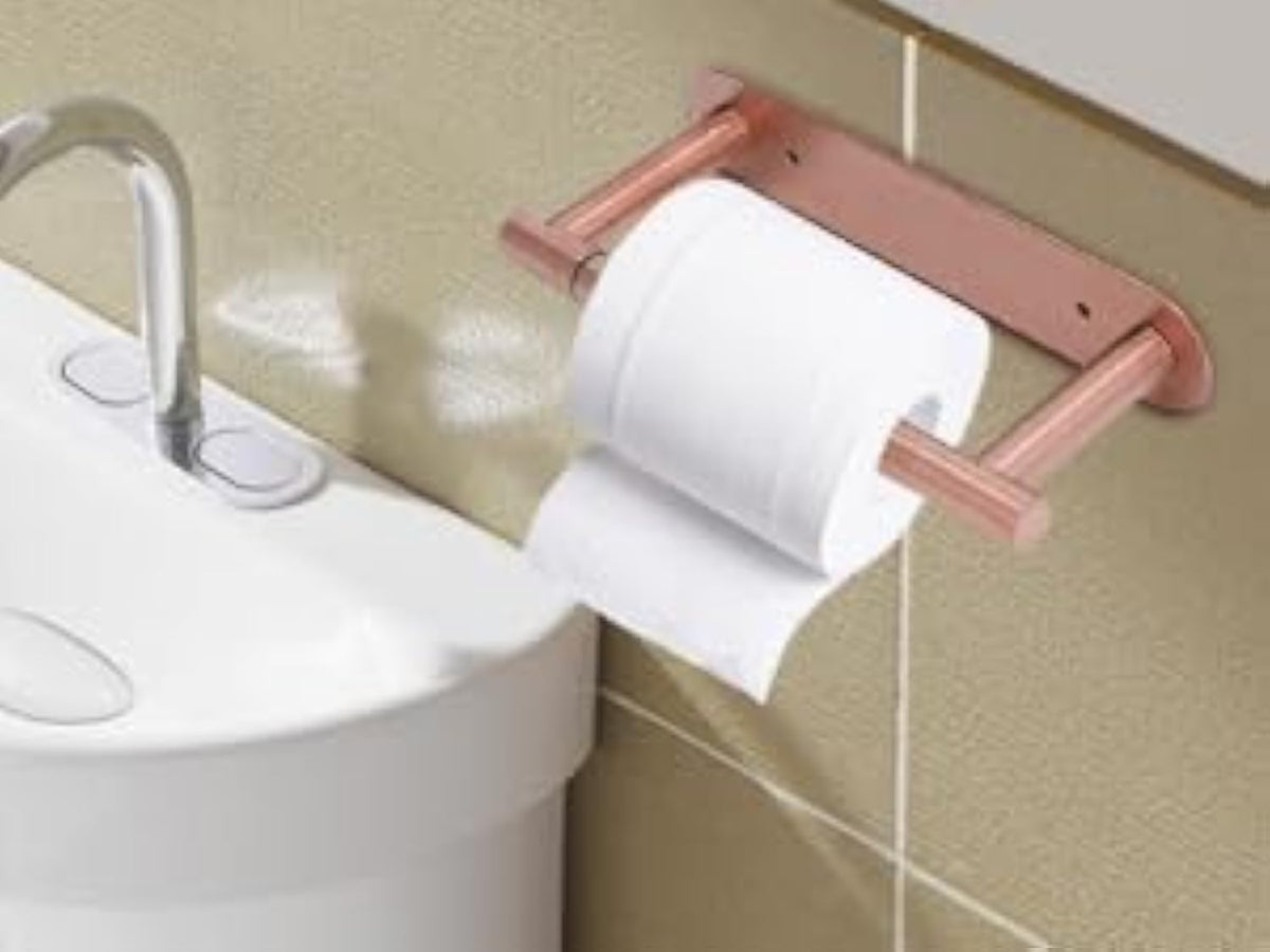 Toilet Paper Holder Wall Mount, 304 Stainless Steel Rustproof Toilet Tissue Roll Holder for Kitchen Bathroom (Rose Gold)