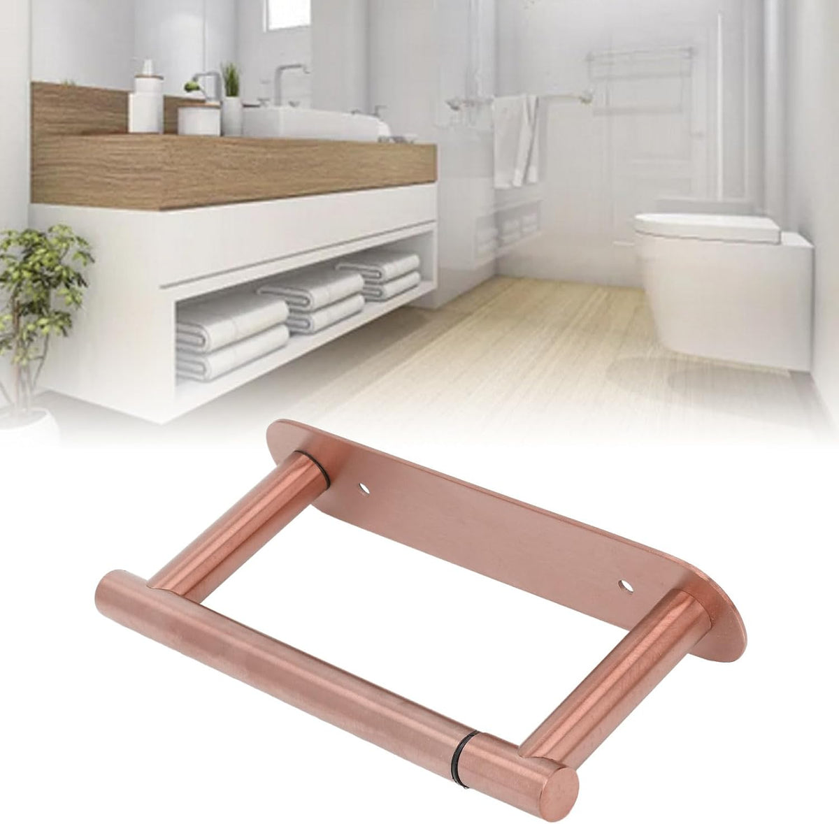 Toilet Paper Holder Wall Mount, 304 Stainless Steel Rustproof Toilet Tissue Roll Holder for Kitchen Bathroom (Rose Gold)