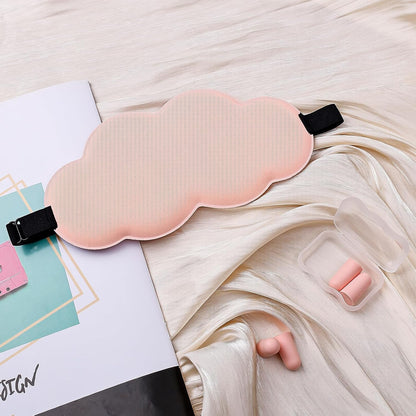 Soft Cloud Shaped 3D Sleep Mask with 4 Earplugs, Lightweight Light-Blocking Eye Mask for Side Sleepers Travel Meditation, Adjustable Elastic Strap Sleeping Mask (Pink)