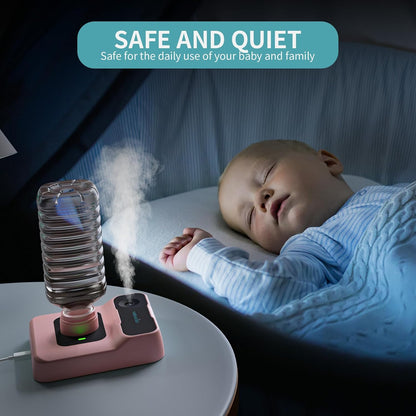 Portable Humidifiers for Travel, Small Mini Humidifier with Auto Shut-Off, Nightlight and Storage Bag for Hotel, Bedroom or Office, Plant Humidifier Indoor, Pink