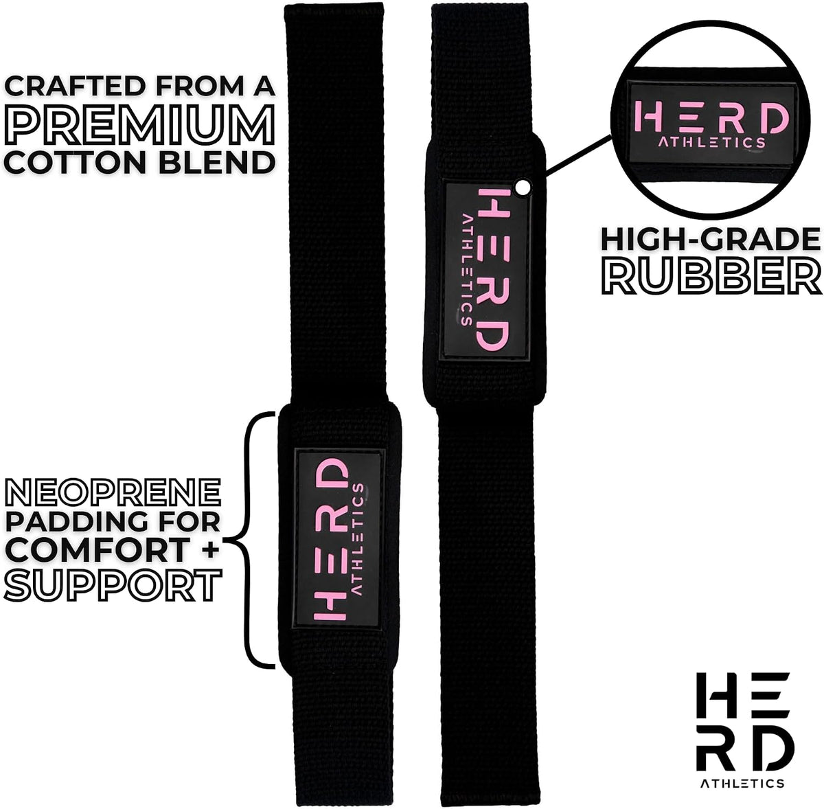 Lifting Wrist Straps – 23" Length x 1.5" Width – Padded Neoprene Cotton Straps for Weightlifting, Powerlifting, Functional Training, Strength Training & Deadlifts – Heavy Duty Grip Support