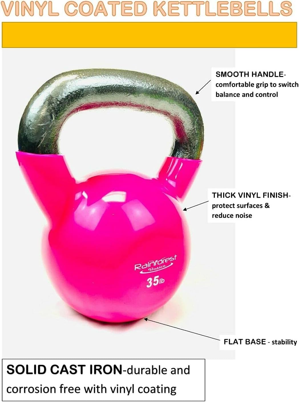 Vinyl Coated Cast Iron Kettlebell Weight