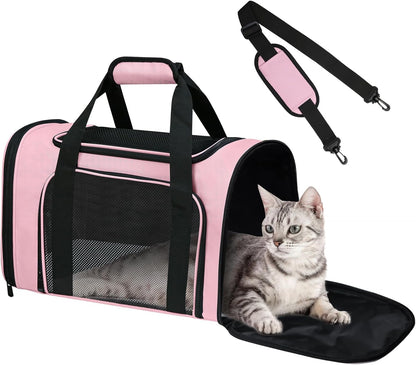 Cat Carrier Soft Up to 16 Lbs, Breathable Pet Travel Bag with Steel Frame