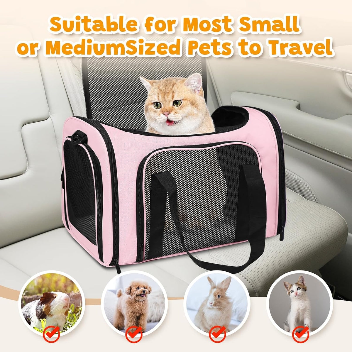 Cat Carrier Soft Up to 16 Lbs, Breathable Pet Travel Bag with Steel Frame