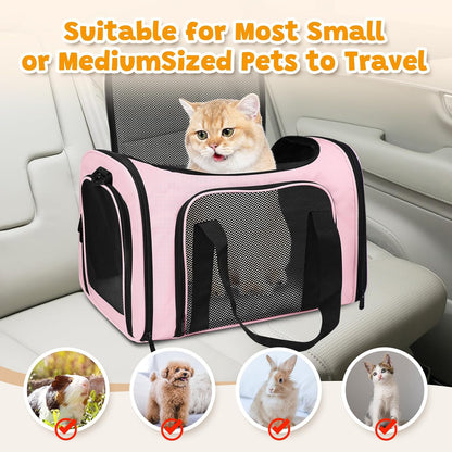 Cat Carrier Soft Up to 16 Lbs, Breathable Pet Travel Bag with Steel Frame