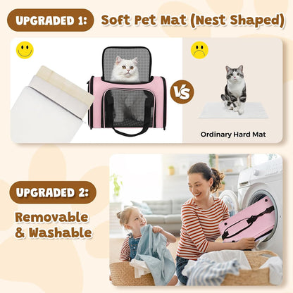Cat Carrier Soft Up to 16 Lbs, Breathable Pet Travel Bag with Steel Frame