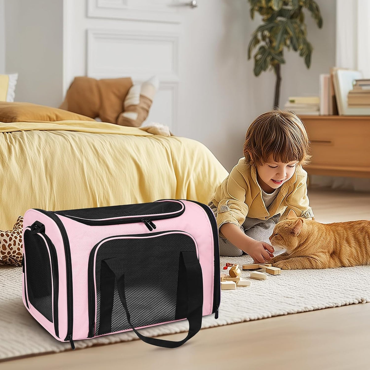 Cat Carrier Soft Up to 16 Lbs, Breathable Pet Travel Bag with Steel Frame