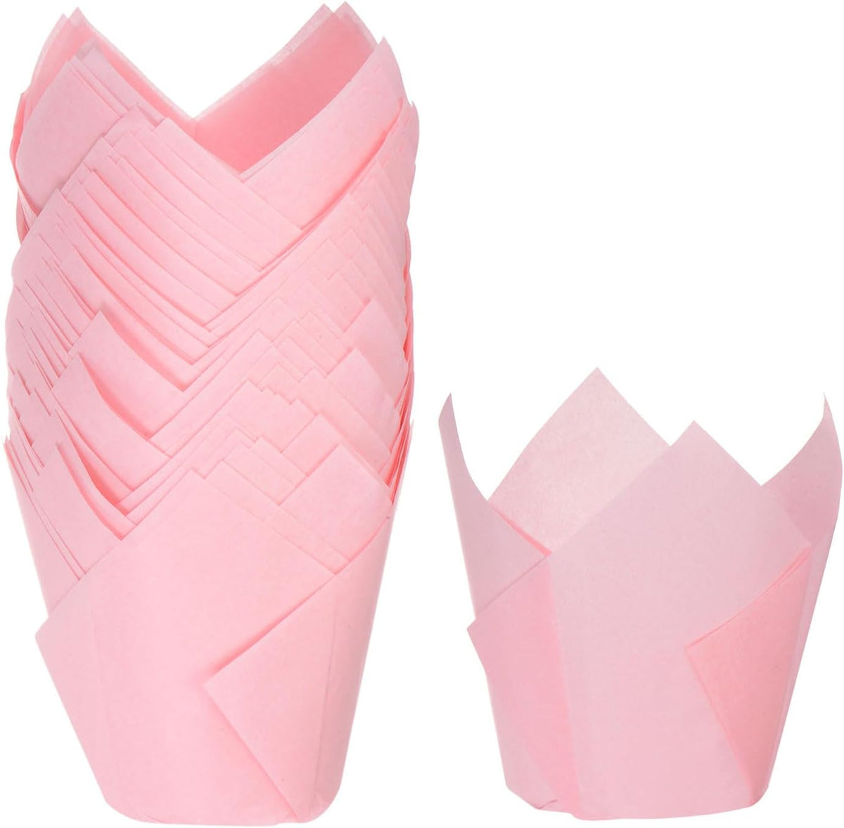 50Pcs Tulip Cupcake Liners Standard Paper Baking Cups Pink