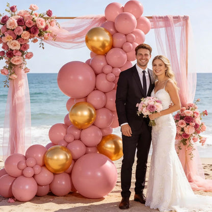 110pcs Dusty Pink Balloon 12 Inch, Brush Pink Latex Balloons for Birthday Party Baby Shower Wedding(with 2 Ribbons).