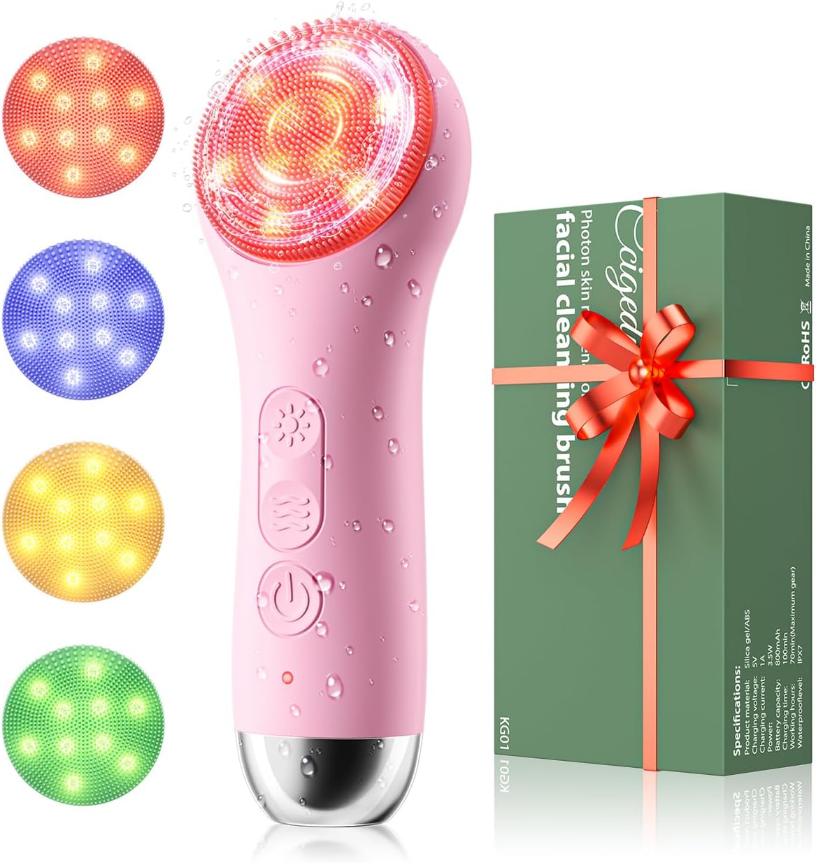 Face Scrubber, Electric Facial Cleansing Brush (Pink)