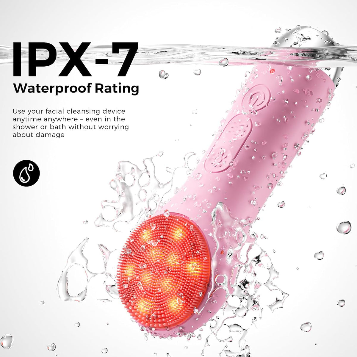 Face Scrubber, Electric Facial Cleansing Brush (Pink)