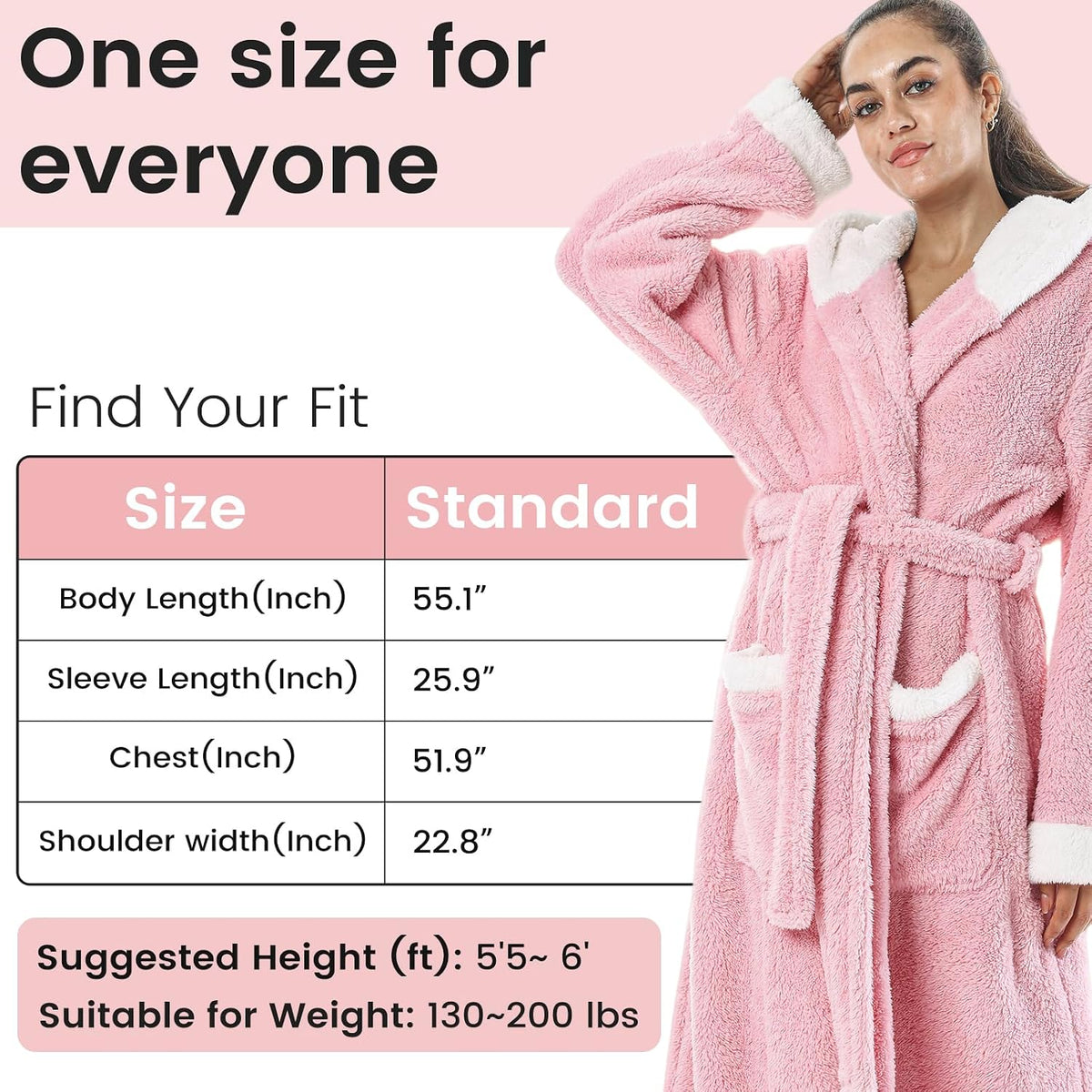 Capecage Men's Hooded Fleece Lounge Robe with Pockets and Belt, One Size,Plush flannel fleece,designed for bedtime lounging.