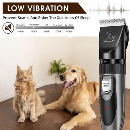 Professional Dog Clippers, Rechargeable Pet Grooming Kit, Cordless Hair Clippers with Powerful Motor for Dogs Cats, Stainless Steel Blade, Waterproof Pet Shaver for Thick Heavy Coats