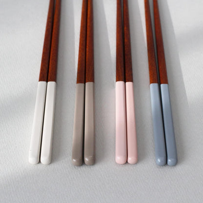 Chopsticks Reusable Rose Wood Lacquer Wooden chopsticks Set of 4 Non Stick (4PCS) (Pink)