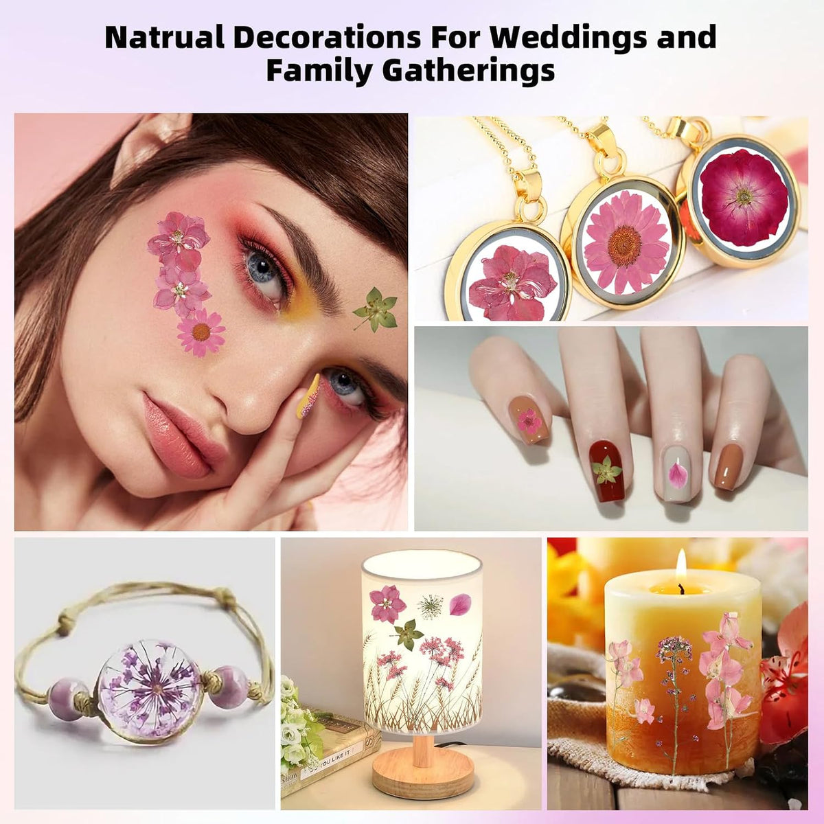 12“ Large Bulk Dried Pressed Flowers for Glass Frame, Real Dry Natural Flower Leaf for Resin Mold, Cake Decor, Holiday Decorations, Phone Cases, Invitations (Pink Fairy)