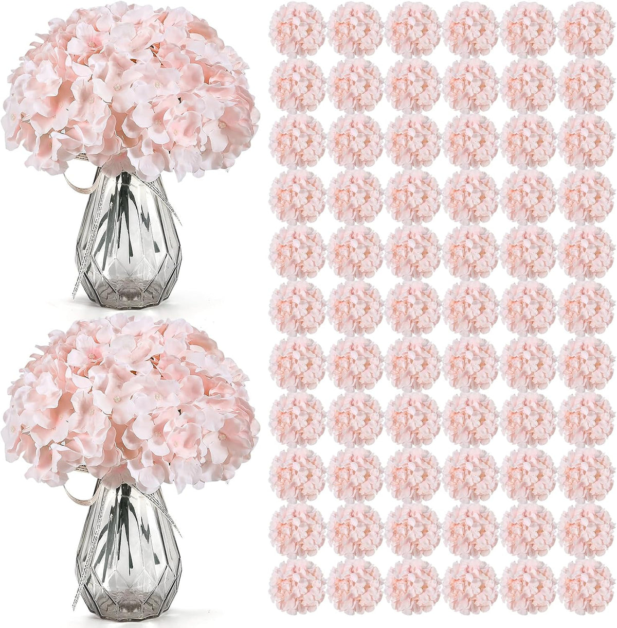 104Pcs Pink Hydrangea Artificial Flowers Bulk, Silk Hydrangeas