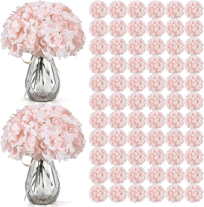 104Pcs Pink Hydrangea Artificial Flowers Bulk, Silk Hydrangeas