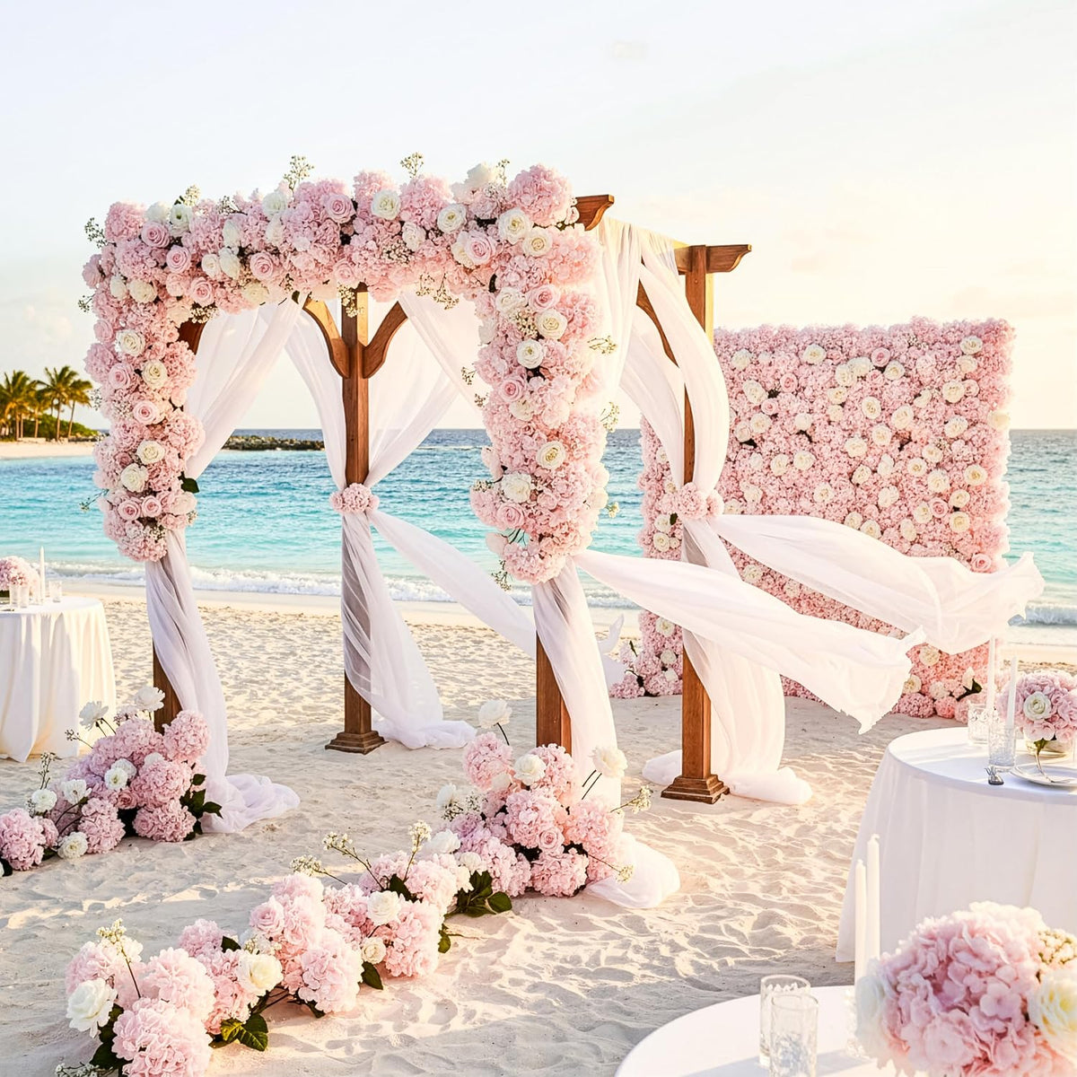 104Pcs Pink Hydrangea Artificial Flowers Bulk, Silk Hydrangeas