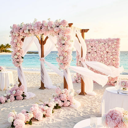 104Pcs Pink Hydrangea Artificial Flowers Bulk, Silk Hydrangeas