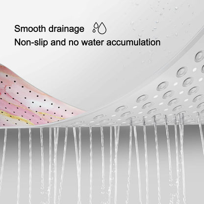 Marble Bath Tub Mat Non Slip, Extra Long 40 X 16 Inch Anti Slip Mat for Bathtub, Pink Gold Marble Shower Mat with Drain Holes and Suction Cups, Machine Washable