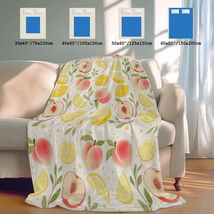 Cooling Blanket for Hot Sleepers, Summer Fruit Soft Breathable Cool Summer Blanket for Night Sweats, Spring Botanical Lemon Peach Rustic Lightweight Ice Silk Sofa Throw Blankets All Season 30"x40"