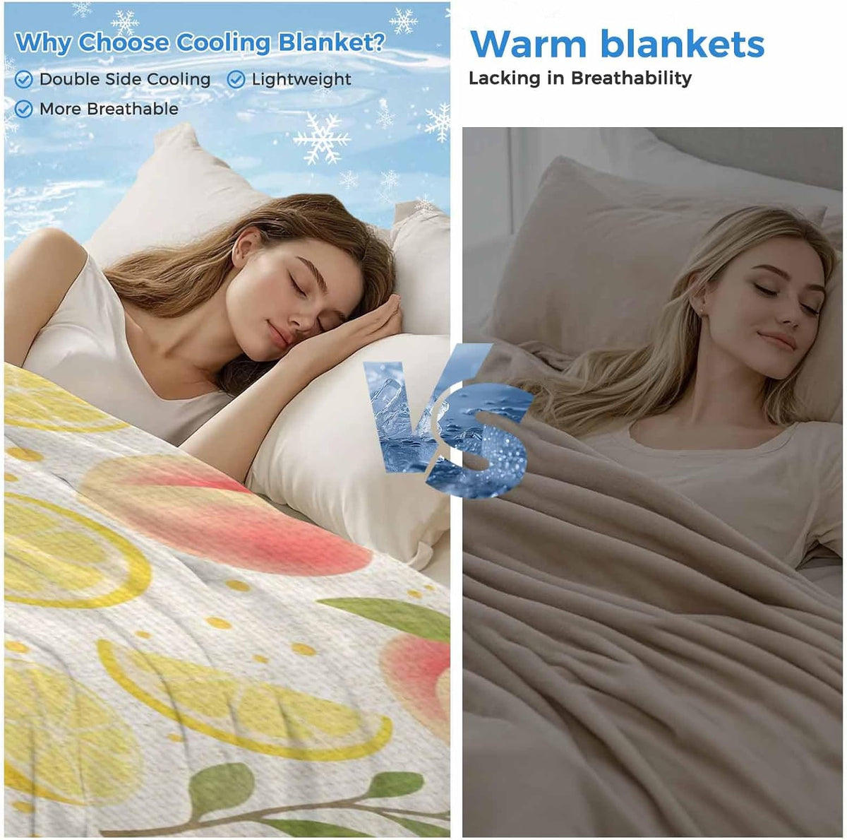 Cooling Blanket for Hot Sleepers, Summer Fruit Soft Breathable Cool Summer Blanket for Night Sweats, Spring Botanical Lemon Peach Rustic Lightweight Ice Silk Sofa Throw Blankets All Season 30"x40"