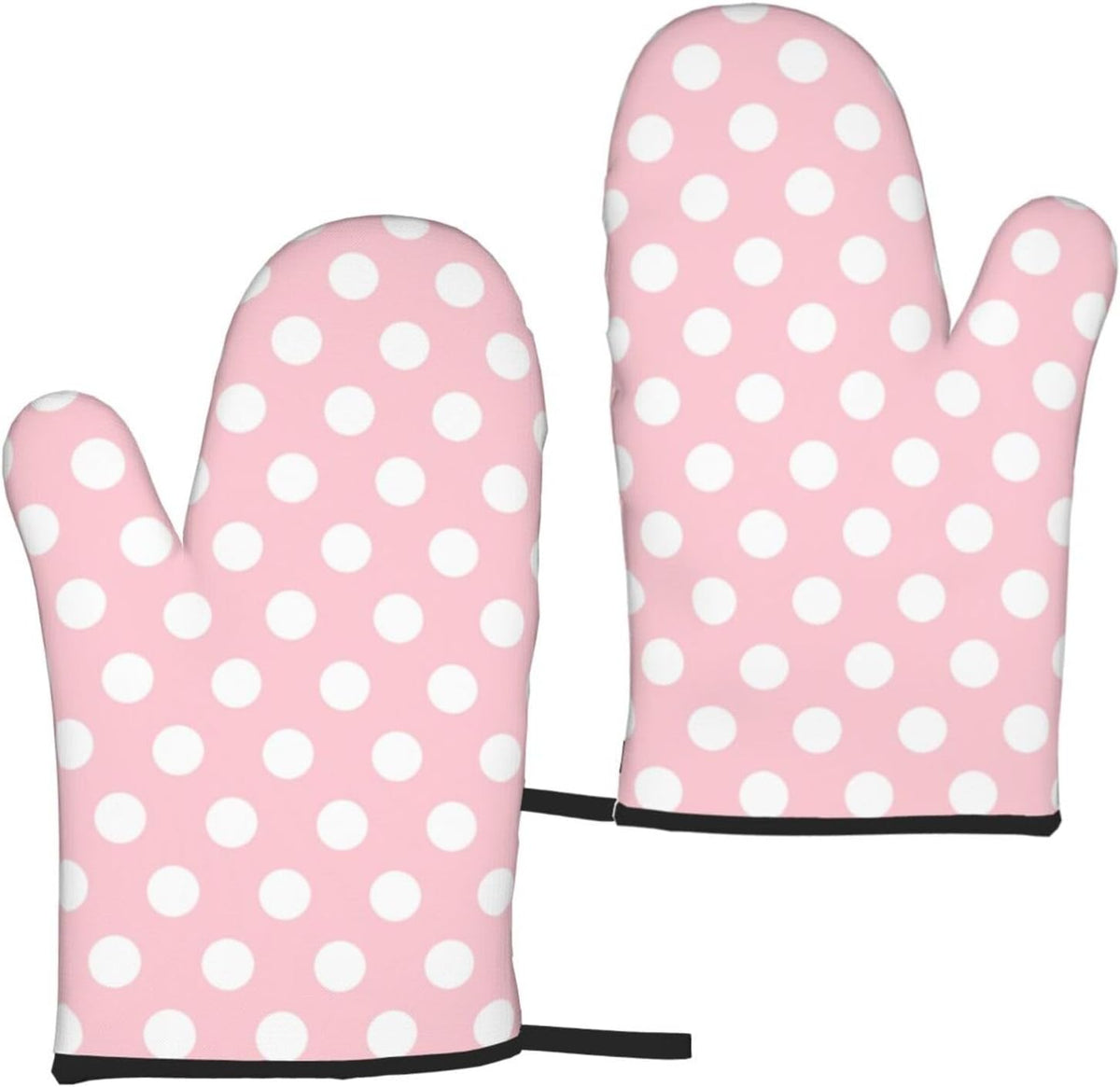 Light Pink Polka Dot Print Oven Mitts for Women, 2 Pack Cute Kitchen aid Oven Mitts Heat Resistant Gloves with Cotton Lining