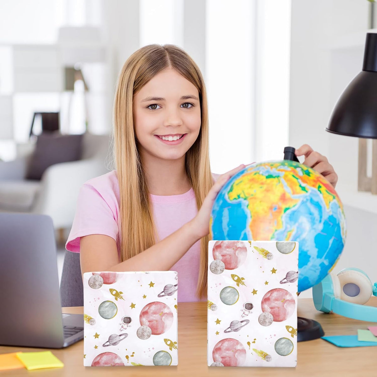 Outer Space Wrapping Paper -Mini Roll- 17 In x 32.8 Ft First Trip Around The Sun Wrap Paper Pink Galaxy Star Craft Papers for Baby Shower Girls Birthday Party Gift Packing Supplies