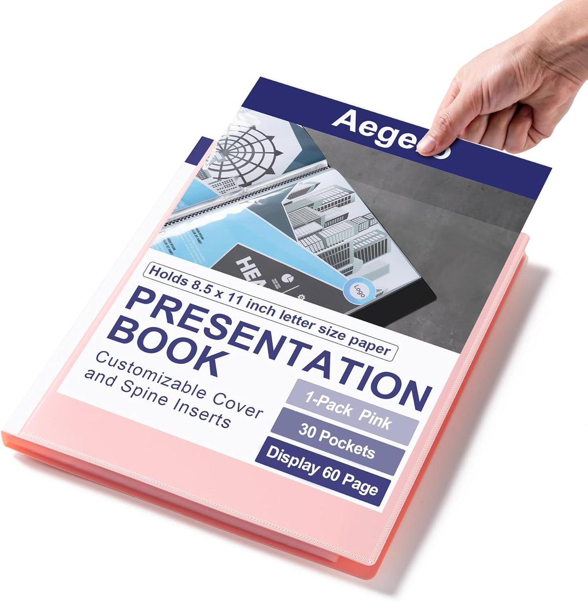 Binder with Plastic Sleeves 30-Pocket, Displays 60 Pages, 8.5"x11"