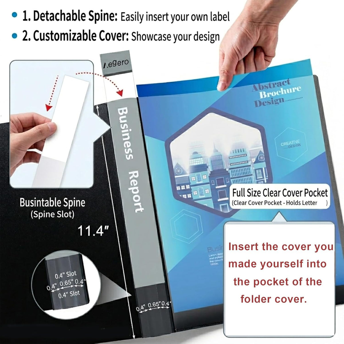 Binder with Plastic Sleeves 30-Pocket, Displays 60 Pages, 8.5"x11"