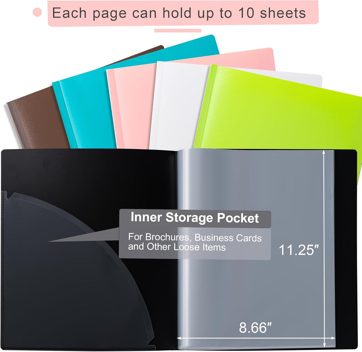 Binder with Plastic Sleeves 30-Pocket, Displays 60 Pages, 8.5"x11"