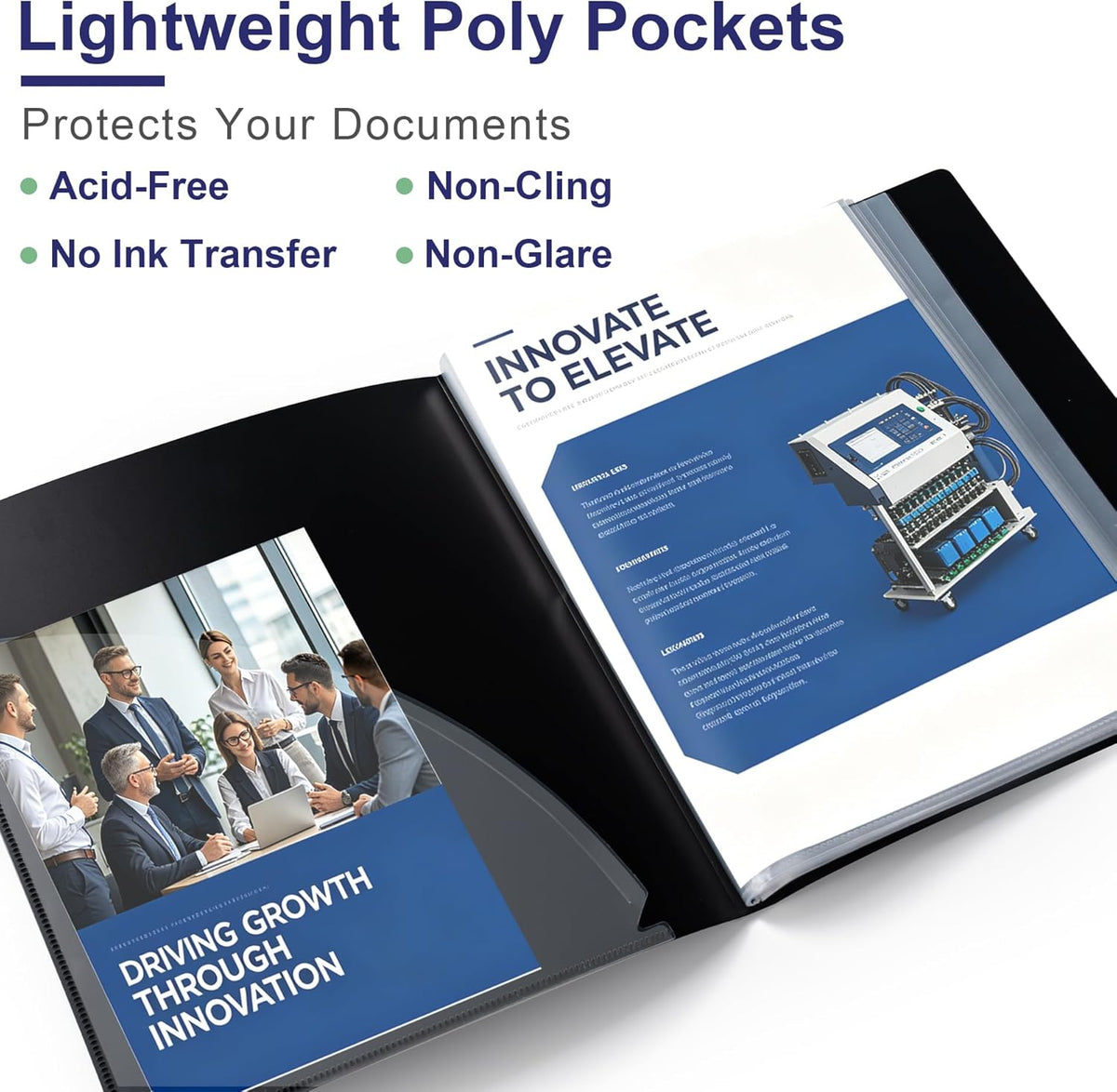 Binder with Plastic Sleeves 30-Pocket, Displays 60 Pages, 8.5"x11"